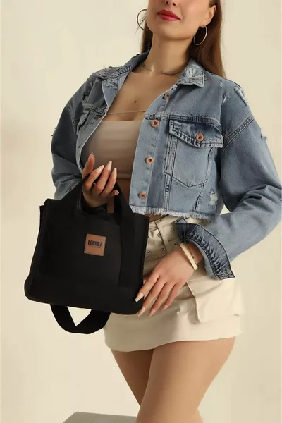 Женская черная брезентовая ремешок через плечо мини Большая сумка Ручная сумка через плечо