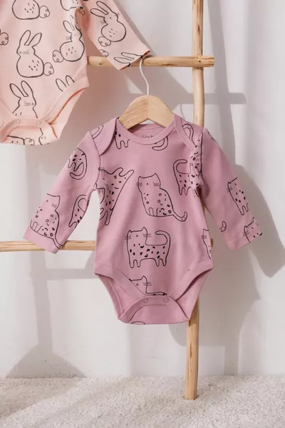 % coton Paquet de 2 imprégnations Body pour bébé à manches longues