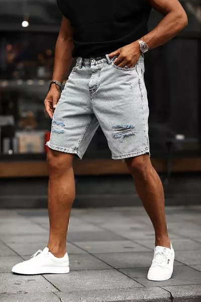 Boyfriend Jeans Capri Casual Fit Denim-Shorts mit Rissen