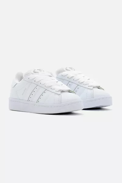 Kinder Unisex Weiße Thermo-Sohle Schnürsneakers mit Seitenstreifen und Schnürung