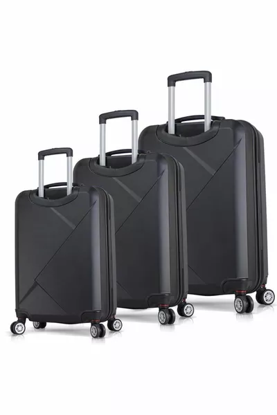 Diamond Abs Cabin Medium und Large Size Schwarzes 3-teiliges Kofferset