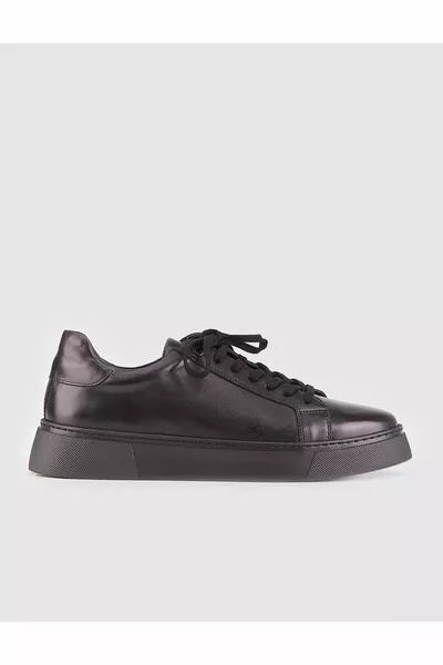 Cuir véritable Noir à lacets Eva Semelles Sneaker Homme