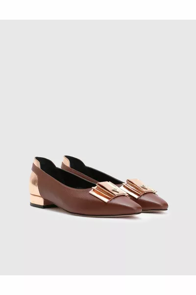 Jobke Bottes Ballerines Tan Femme en cuir véritable beige