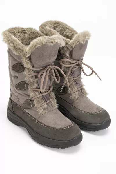 OTHREE Women's Leather & Textile Beige Snow Boots