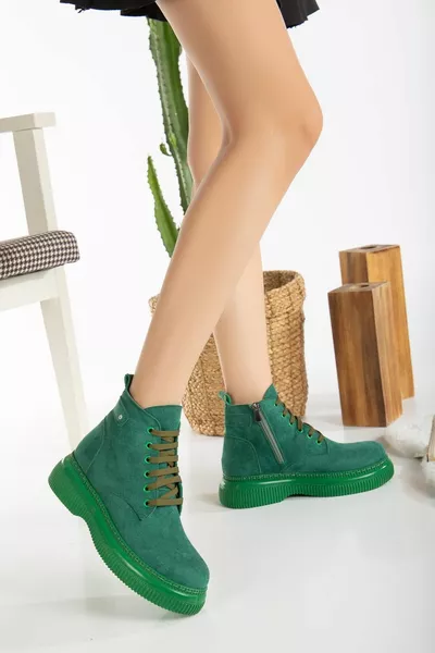 Jiwa Green Suede Сапоги на шнуровке