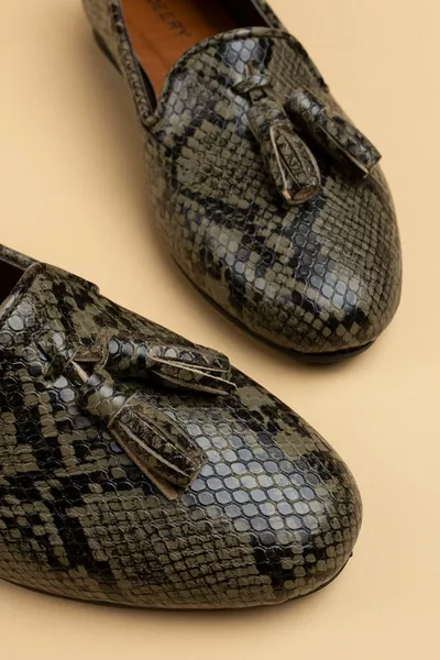 Ballerina's met groen slangenpatroon voor dames