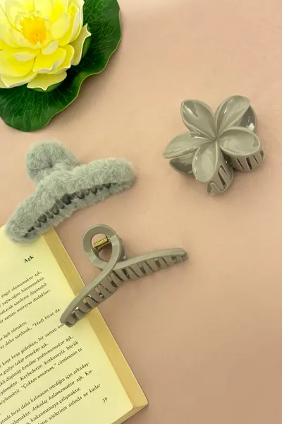 المرأة XL 3 قطعة كبيرة الحجم القطيفة ريشة القوس لوتس ربط المشبك مجموعة