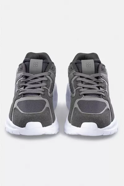 الرجال أنثراسايت قطعة مرنة سميكة وحيد أحذية عارضة 