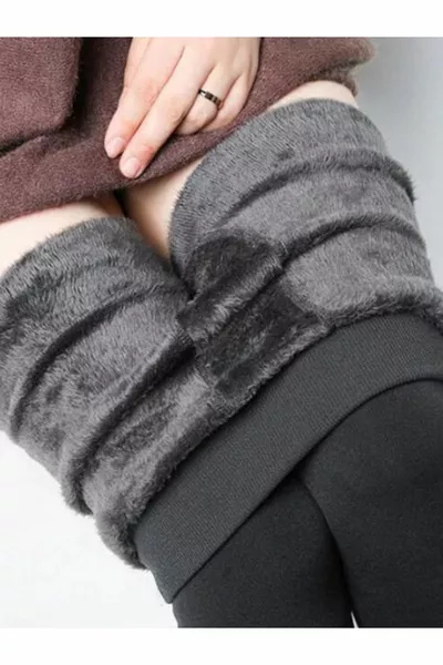 Leggings termici neri riordinati a doppia cucitura invernale spessa con interno in felpa