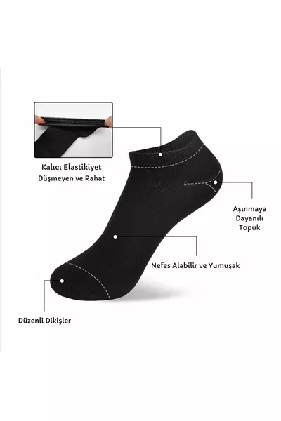  أزواج من القطن الاقتصادي حزمة أسود الرياضة والجري مجموعة الجوارب