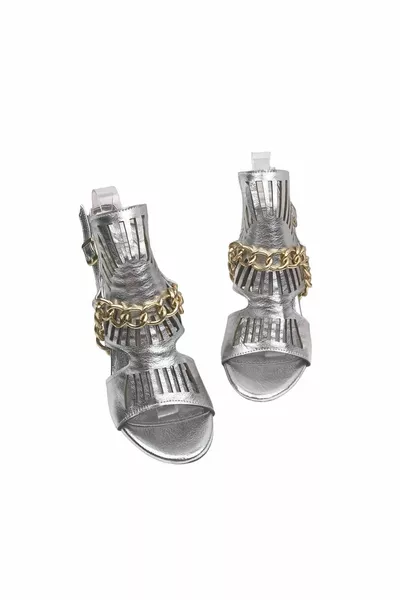 نسائي رائحة الفضة رقيقة كعب سلسلة مفصلة مساء اللباس أحذية 8 سم 