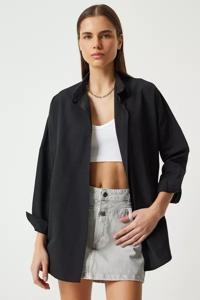 Оверсайз основна риза черна 