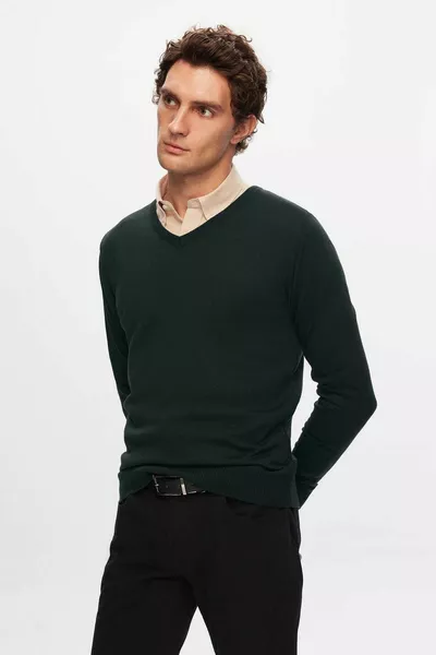 العادية صالح الكاكي مستقيم الخامس الرقبة متماسكة سترة