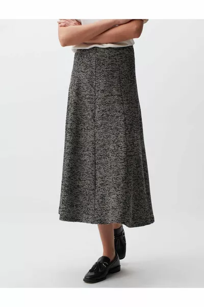 Jupe midi noire taille haute zippée