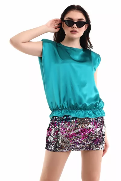 Stylish Cool And Sexy Stretchy Lined Mini Skirt With Two-Way Sequin Sequins Lycra