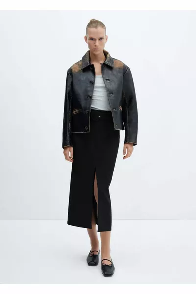 Mid-waisted slit skirt