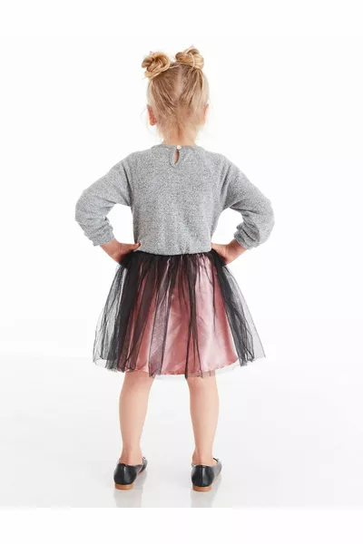 Fille Tulle Ponchik Robe bouffante à manches longues Tutu gris
