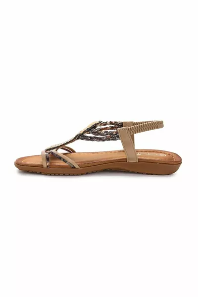  Beige Women's Sandals with Stones