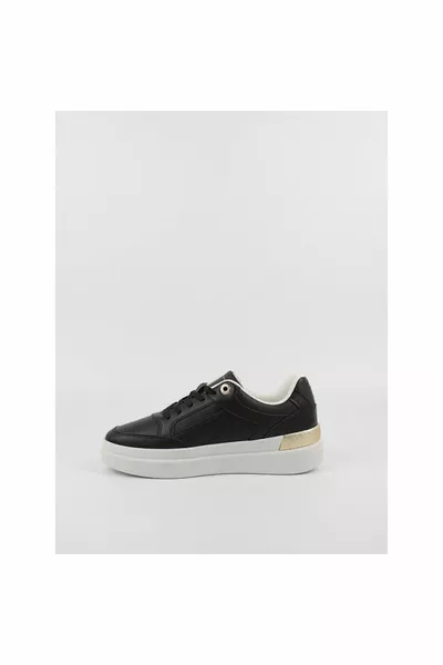 المرأة شعار العلامة التجارية الدانتيل متابعة عدم الانزلاق وحيد عارضة أحذية رياضية سوداء -BDS