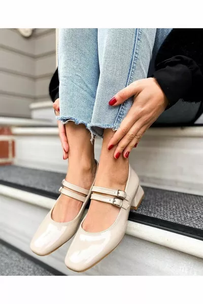 TRINITI DOUBLE BUCKLE CASUAL SHORT HEEL CASUAL BALLET FLATS SHOES