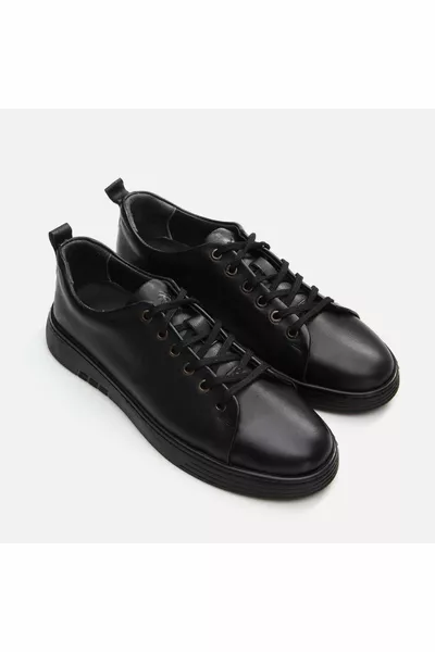 Echtes Leder Schwarz Herren Freizeitschuhe