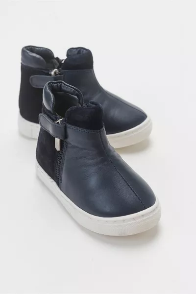 الأولاد الأزرق الداكن أحذية جلد طبيعي للأطفال