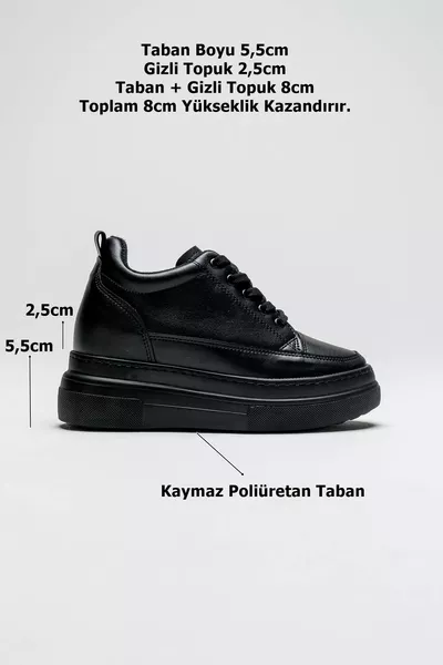 Kadın Gizli Topuk Siyah Spor Ayakkabı