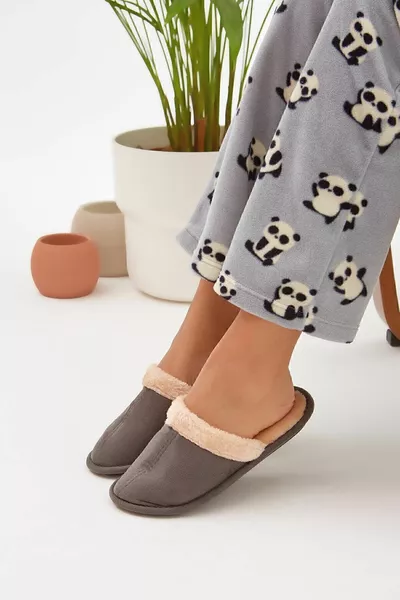 Pantofole da casa in pelliccia chiuse anteriore fumé Pantofole invernali (STAMPO STRETTO)