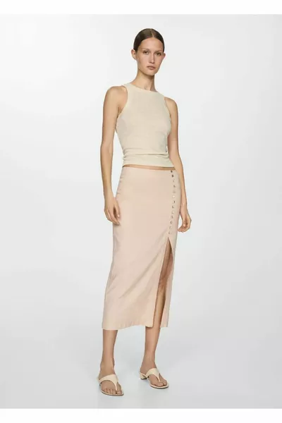 تنورة كتان مشقوقة