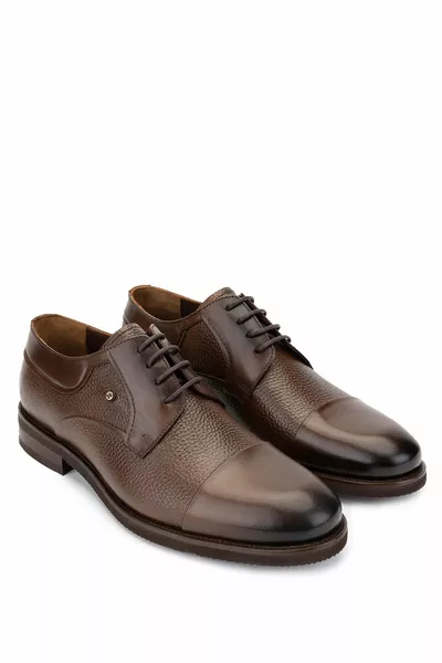 الرجال جلد طبيعي البني أحذية عارضة