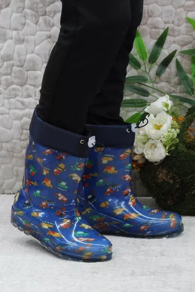  Blu Navy Interni Auto Peluche Impermeabile Ragazzi Stivali da Pioggia Da Neve