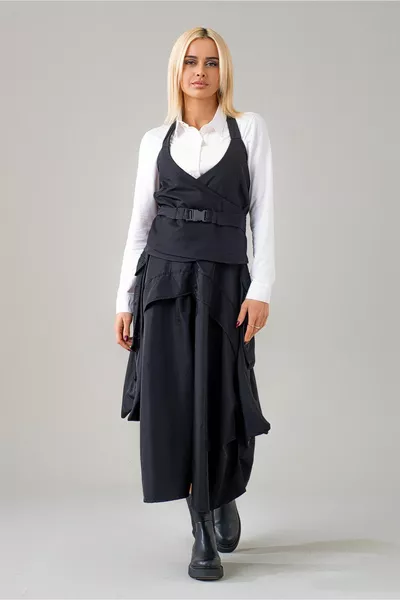 المرأة السوداء البضائع صب سستة تنورة نسيج المظلة