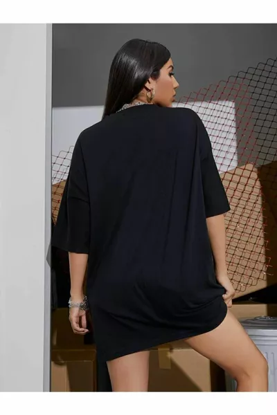 Black Blessed Written Oversize Combed T-shirt