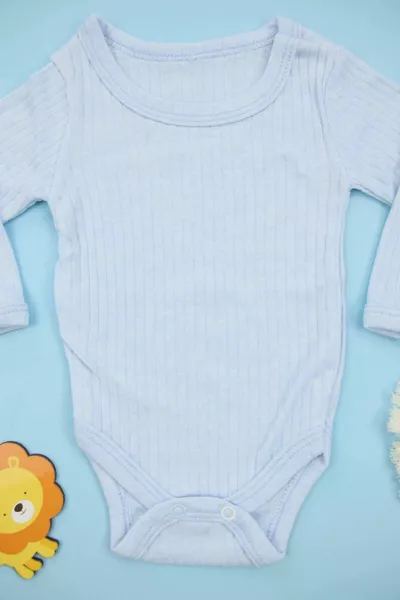 Tissu côtelé % coton à manches longues Snap Snap 3 pcs bleu Body pour bébé