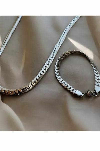 Комплект колие и гривна от стоманена змия