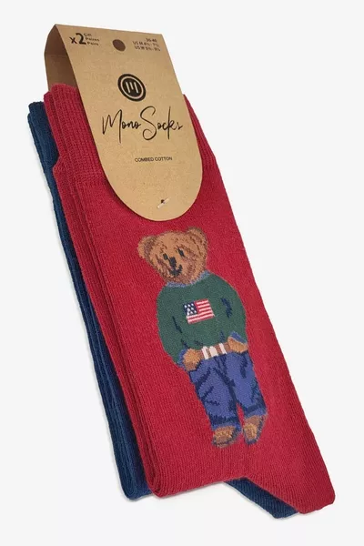 2 Li Teddy Bear Teddy Bear Patterned Socks