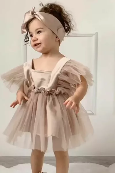 Мляко Кафе Момичета Сатенена вечерна рокля Момичета Рожден ден Празнуване Облекло