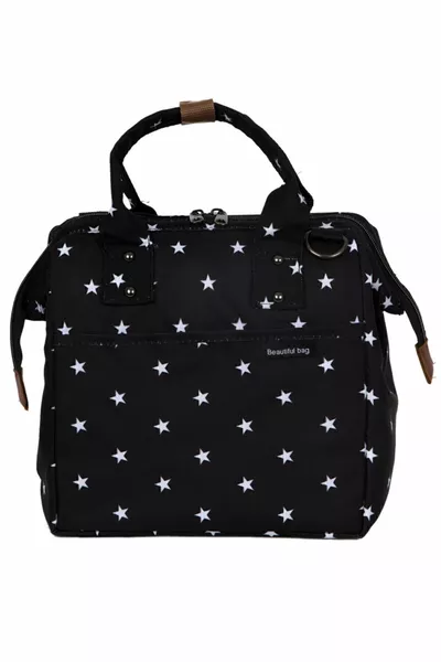 Sac thermique imperméable isolé à la chaleur Boîte à lunch de transport de nourriture à motifs d’étoiles noires