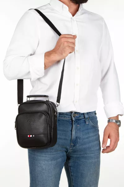 Adelina Black Кожена чанта за ръце и рамо и комплект държач за карти с механизъм