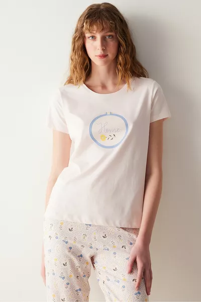 بنطلون منزلي طقم بيجامة وردي