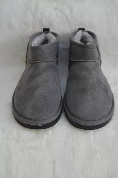 Женские/Девочки Серые Ультра Мини Замшевые Сапоги Внутри Меха Зимние Сапоги и Ботинки