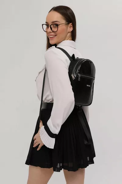 Croco Black Женский рюкзак с 2 отделениями