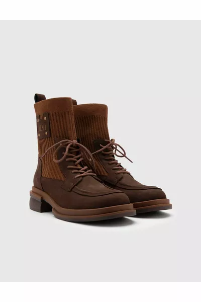 Wum جلد سويدي طبيعي متماسك المرأة الأحذية البنية