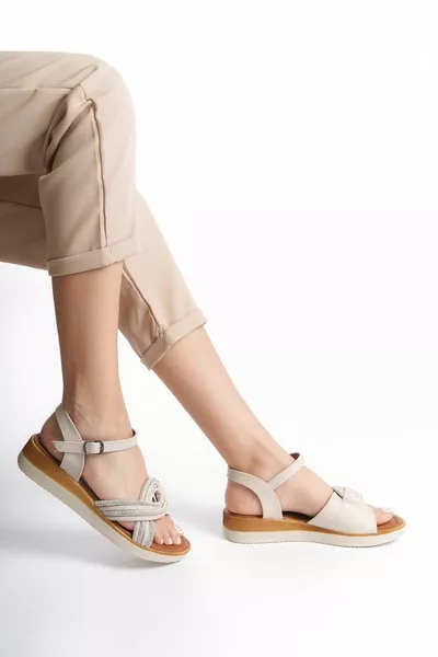 Skin Stone sandalen met lage zool voor dames