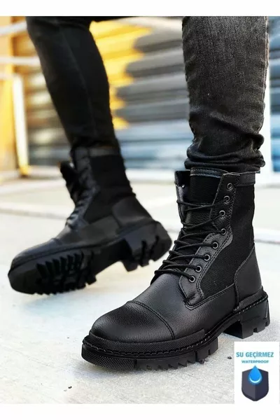 Orthopädische Schnürstiefel mit hoher/dicker Sohle für Herren Wasserdichte und kältebeständige Stiefel