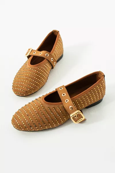 Women's Single Band Stone Ballerina Ballet Flats Vanessa