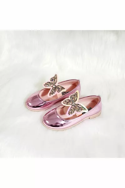 شقق باليه للأطفال متغيرة اللون مع قوس فراشة