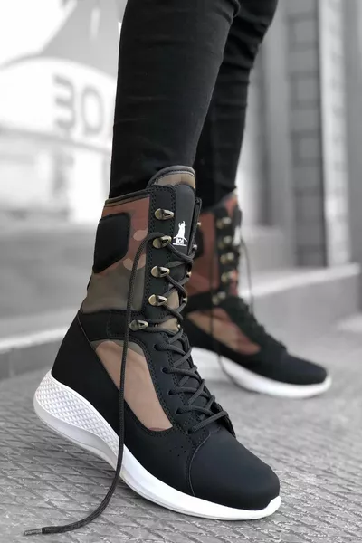 Lace-up Dark Hakki Camouflage Boxer Unisex Sport Postal Boots