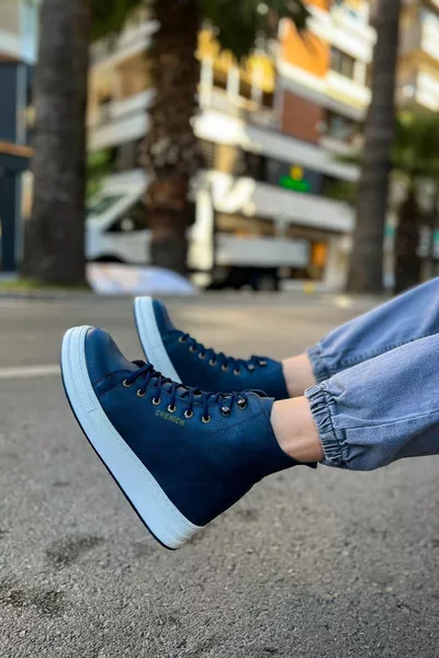 LOBBYİYA Lace-Up Neck Men's Boots NAVY - CHE