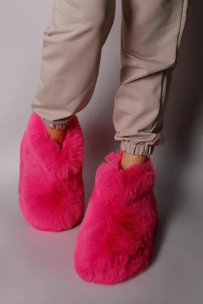 فوشيا بامبل باندوف خفيف الريش للسيدات مع فرو بالداخل 4 سم 